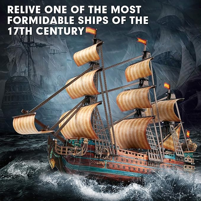 CubicFun 843659803 Boat San Felipe 1960, Spanish Ship, 3D Puzzle, Model Kit for Adults and Children, 248 Pieces, 240 min Assembly, Le