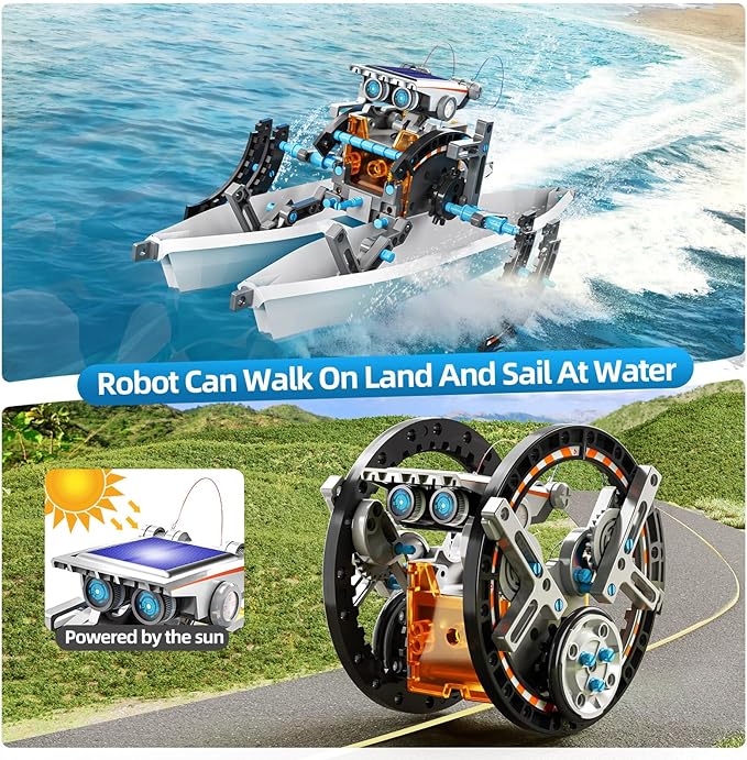 STEM Toys for Ages 8-13, Solar Powered Kits Toys Robotics for Kids Ages 8-12, Educational Building Science Experiment Kit, Boys Gifts for Kids 8 9 10 11 12 13 Years Learning Projects (Gray)
