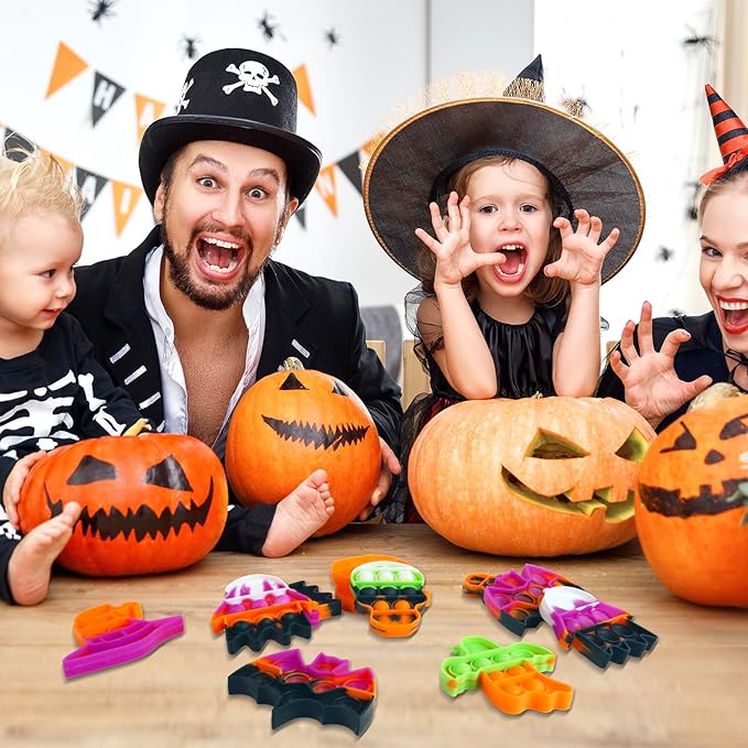 24 Pack Halloween Mini Fidget Sensory Pop Toys for Kids Boys Girls Halloween Party Favors Halloween Treat Bags Gifts