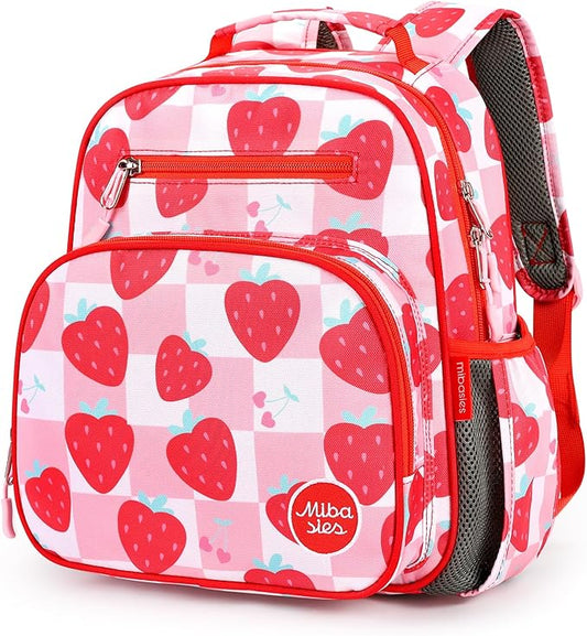 mibasies Toddler Backpack for Girls 2-4: Preschool Kindergarten Backpack - Cute Kids Backpacks for Girls - Strawberry Red