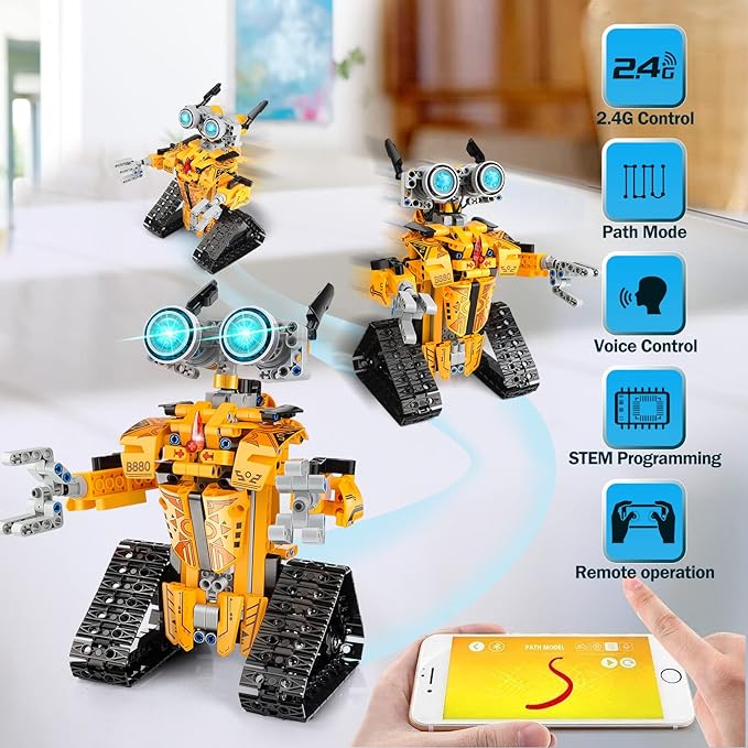 Sillbird Robot Building Kit with Remote Control STEM Gifts for Boys Age 8-12, Technic Buildable Coding Robotic Set Birthday Toys for Kids Teens (468 Pieces)