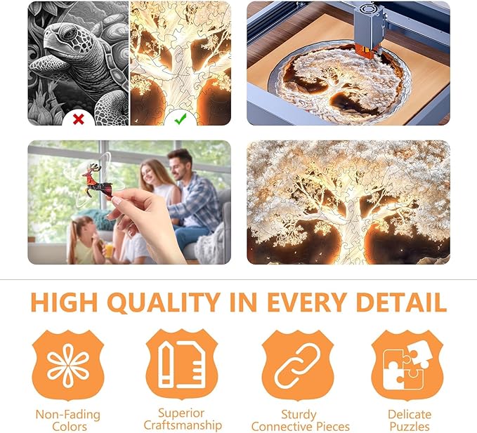 Wooden Puzzles for Adults - Tree of Life Puzzle, Unique Shape Wooden Jigsaw Puzzles for Adults, White Paper Cut Puzzle, Gifts for Friends and Family, Home Decor (L-13.4 * 13.4in -300 Pieces)