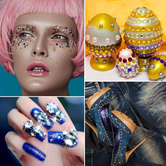 Selizo Craft Gems Self Adhesive Rhinestones Stickers Jewel Stickers Craft Jewels Stick On Gems Bling Crystal Diamond Stickers for Crafts, Assorted Shapes, Sizes and Colors (658Pcs, 14 Sheets)