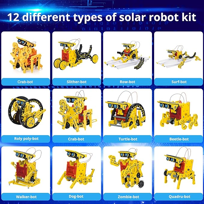 AESGOGO STEM Projects for Kids Ages 8-12, Solar Robot Science Building Kits, Birthday Gifts for 8 9 10 11 12-16 Year Old Boys Girls Teens, Robotics Powered by Sun or Battery(Not Include).