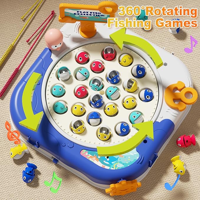 Magnetic Fishing Game for Kids Toddlers Ages 1-3 3-5 5-7, Fish Toy Board Game for Toddlers 1 2 3 4 5 6 7 8 Years Old, Fishing Table Toys Birthday Gifts