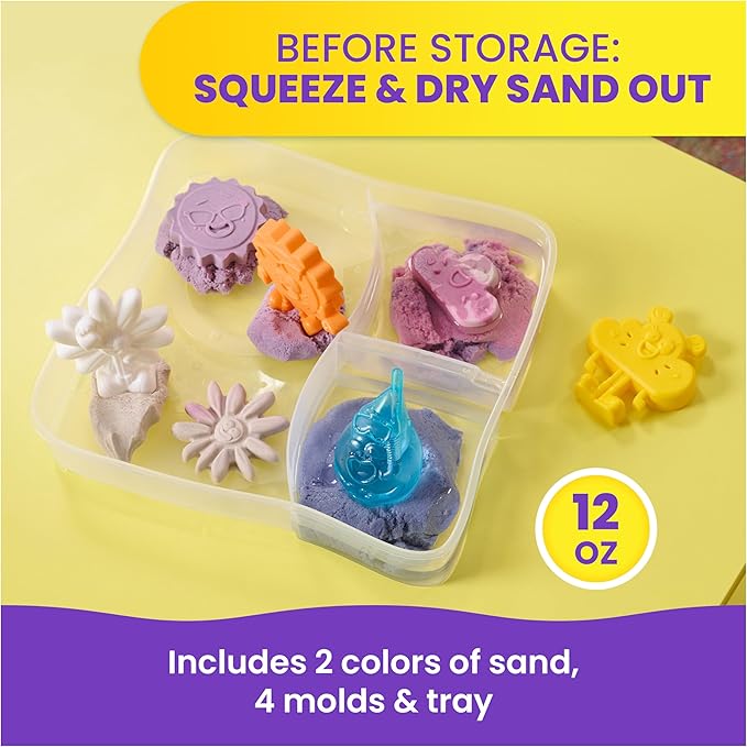 Kinetic Sand Splash, Water Play Sandbox with 12oz Color-Change Play Sand, 4 Molds & Tray (Amazon Exclusive), Toddler Toys, Kids Toys for Girls & Boys