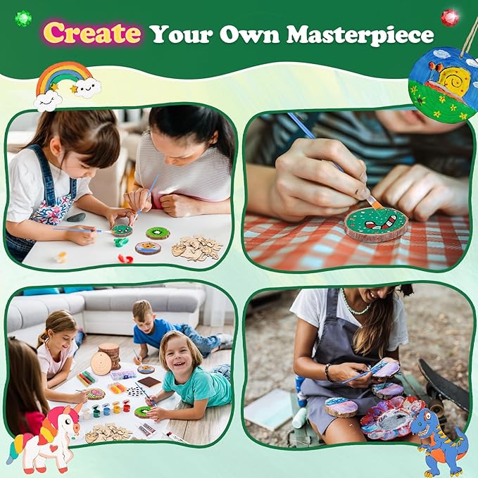 Kids Wood Painting Kit Glow in The Dark - Arts and Crafts for Kids Ages 5-12, Easter Crafts Gifts for Girls Boys Birthday, Art Supplies for 5 6 7 8 9 10 11 12 Year Old