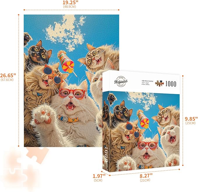 Jigsaw Puzzles for Adults 1000 Pieces, Challenging Unique Shaped Puzzle for Game Night Family Home Decor Wall Display, Kitten Pets Animal Lovers Cat Puzzles, 20x27 Inches
