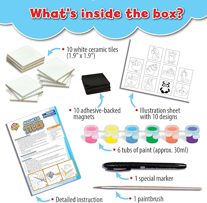 Small World Toys Unicorn Magnetic Tiles Craft Kit - DIY Make Your Own Paint Magnets for Kids - Creative and Educational Sensory Toy for Boys & Girls Ages 5+