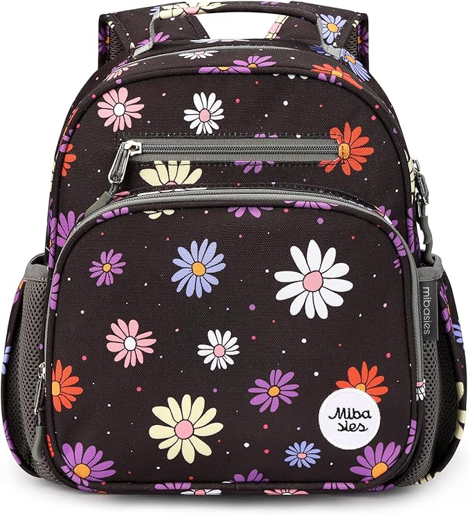mibasies Toddler Backpack for Girls 2-4: Preschool Kindergarten Backpack - Cute Kids Backpacks for Girls - Daisy Black