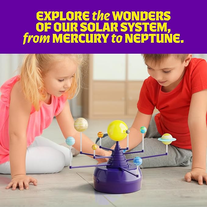Dan&Darci 360° Orbiting Solar System for Kids - Paint & Build Model Kit - Arts and Crafts for Kid Ages 8-12, 4-6, 4-8, 6-8 - Space Toys 8-10 - Science Astronomy Gifts - Painting Craft Kits for Boys