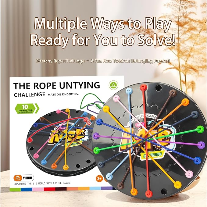 Rope Untangling Puzzle Game, Mini Travel Size Educational Strategy Board Game for Kids & Adults, Family Travel Party Games with Multi-Level Challenges, Gifts for All Ages(Mini)