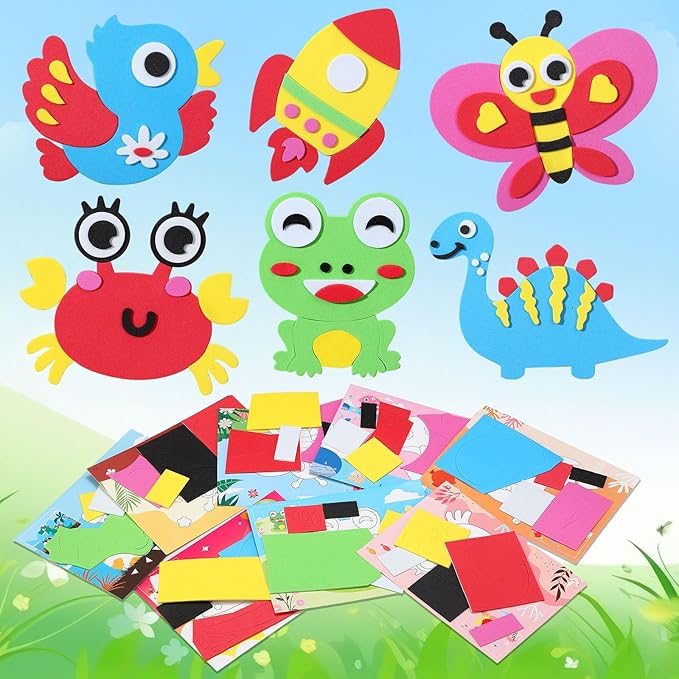 Wovnet 20 Pcs Foam Arts and Crafts for Kids 3-7 Years 3D EVA Foam DIY Craft Kits for Children Aged 3-7, Ideal for Classroom Activities, Drawing, and Creative Projects; Gifts for Boys and Girls