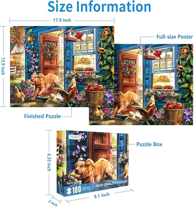 100 Piece Puzzles For Kids Funny Dog 100 Piece Puzzles For Adults, The Great Escape 100 Pieces Jigsaw Puzzle For Kids Ages 4-8, A Running Dog Puzzle For Seniors Elderly Dementia Alzheimer's Activities