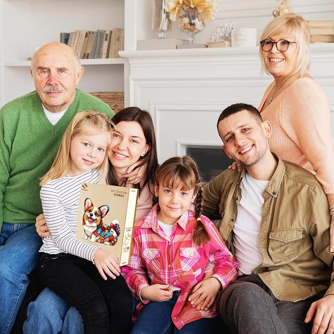 Wooden Puzzles for Adults, Wooden Jigsaw Puzzles for Adults Kids, Wood Puzzles Adult-Patchwork Corgi Unique Shaped Corgi Puzzle, Creative Birthday Gifts for Friends Family Game (13.4 * 12.2in 265pcs)