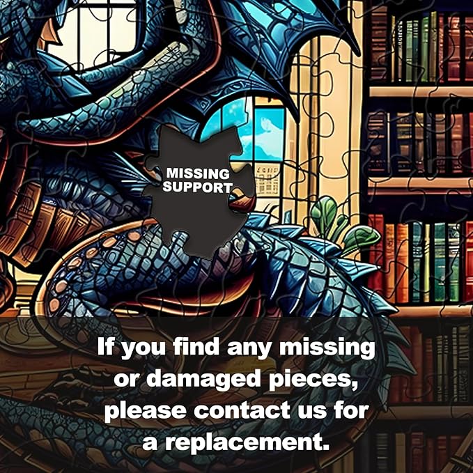 WOODBESTS Wooden Puzzles for Adults (300 Piece, L, 13.4"x13.4") Dragon's Library Wood Puzzle Adult, Unique Wooden Animal Jigsaw Puzzles, Family Game and Birthday Gifts for Friend