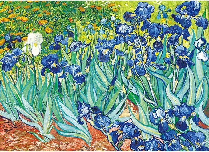 MaxRenard Game Jigsaw Puzzle 1000 Pieces for Adult Oil Painting Collection Irises by Vincent Willem Van Gogh Famous Artwork Pieces Fit Together Perfectly