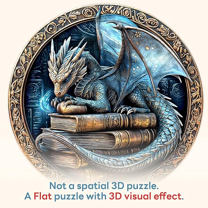 Round Puzzles for Adults 1000 Pieces, Hard Difficult Challenging Puzzles for Adults, Ancient Dragon Jigsaw Puzzles 1000 Pieces for Seniors, 3D Visual Flat Puzzle (26.6 x 26.6in)