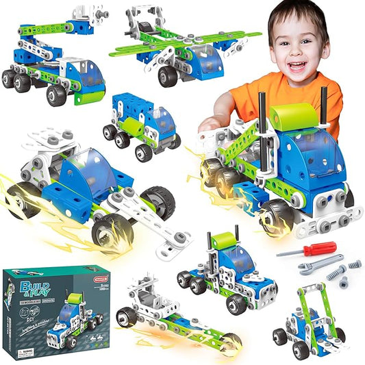SMIESSKIDDO 18 in 1 STEM Toys, 175 PCS Building Toys for Kids Ages 4-8 5-7 6-8 Educational Activities for Boys 4-6 8-10 Construction Creative Games Birthday Gifts for 4 5 6 7 8+ Year Old Boy Girl