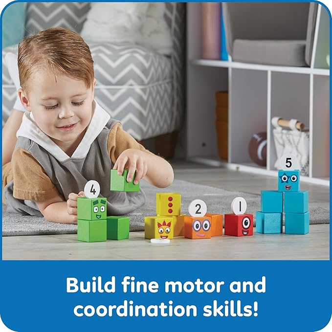 hand2mind Numberblocks One to Five Wooden Blocks, Wood Building Blocks for Toddlers 2-4 Years, Stacking Toys, Montessori Math Materials, Color Sorting Daycare Toys, Preschool Learning Activities