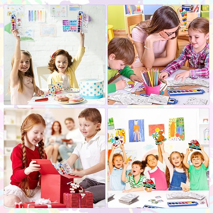 24 Set Watercolor Paint Sets for Kids End of the School Year Gifts for Students Graduation School Classroom Gift Exchanges Washable Water Color Painting with Canvases Party Favor