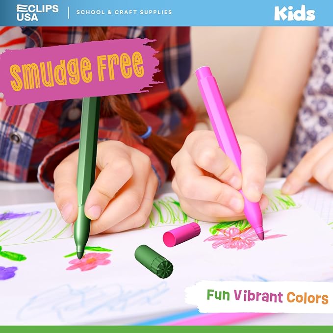 E-CLIPS USA Jumbo Markers For Kids, Colored Markers For School, Washable markers Bulk Classroom, Broad Tip (1 Pack)