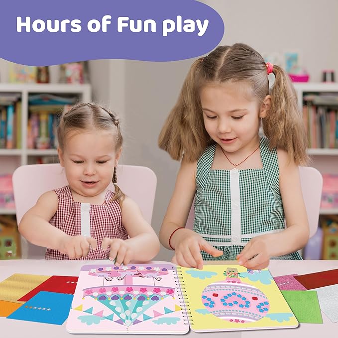 jackinthebox Sensory Craft Activity – Touch & Stick Textures - Magical, No Mess Sticker Craft for Kids, Craft Kits, Sensory DIY Activity, Gifts for Boys & Girls Ages 3, 4, 5, 6, Travel Toys