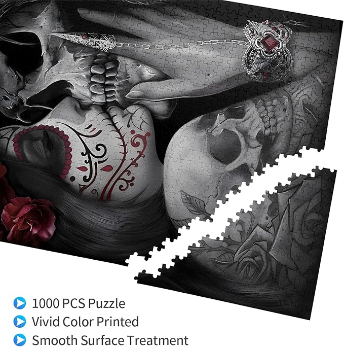 1000 Pieces, Rose Candy Girl, kiss of Death. Wooden Jigsaw Puzzle, Brain Challenge Educational Game Relaxing Pastime Jigsaw Puzzle Size: 29.5X19.7IN and 1:1 Original Picture Poster