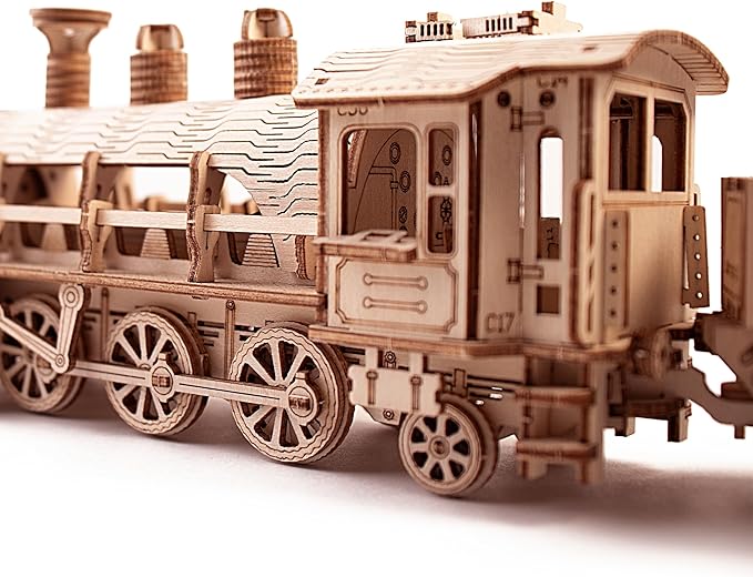 3D Wooden Puzzles, Wooden Puzzles Train for Adults and Teens, Educational Brain Teaser Assembly 3D Model Trains, Gifts for Christmas/Birthday(Luxury Steam Train)