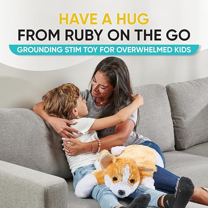 FRIENDLY CUDDLE Weighted Lap Blanket for Kids & Adults – Ruby Weighted Blanket – ASD, Sensory Processing Weighted Stuffed Animals Dog Toy – Microwavable Weighted Lap Pad for Kids, 5 Lbs
