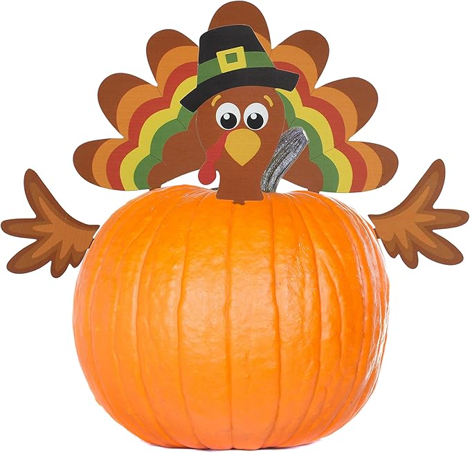 Decorae Halloween Pumpkin Decorating Kit (Turkey Set), 4 Reusable Metal Accessories for Fall Pumpkin Face Decorating with Turkey Body Parts