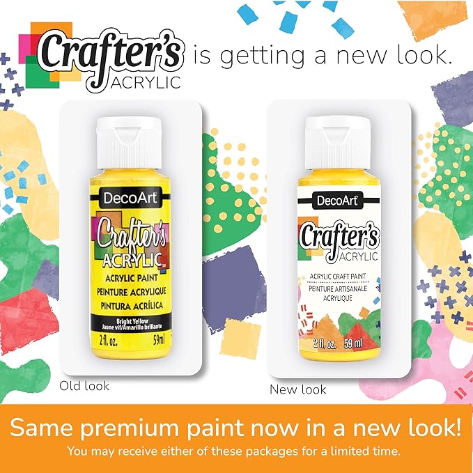 DecoArt Crafter’s Acrylic Paint Set, 24 (2 fl oz/59 ml) Assorted Bright Colors, DIY Arts And Crafts Acrylic Paint For Kids And Adults, 48 Fl Oz(Pack of 1)
