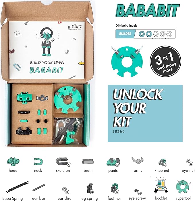 The Off Bits BabaBit Build Your Own Robot Toy Construction Set, Educational Easter Gift STEM Activities Learning Kit, Creative Build and Play Model Kit Steam Toys for 6 7 8 9 10+ Year Old Boys & Girls