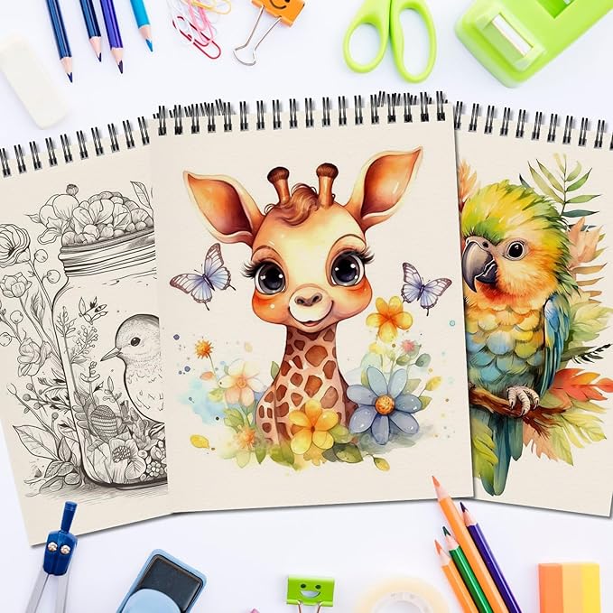 OSIMIG 10 Pack 5.5 * 8.5"" Sketch Books, 300 Sheet Drawing Paper, Mini Sketchbook for Kids, Drawing Pad, Top Spiral Bound Sketch Pad for Beginger, Adult Art Supplies, sumiaoben -10