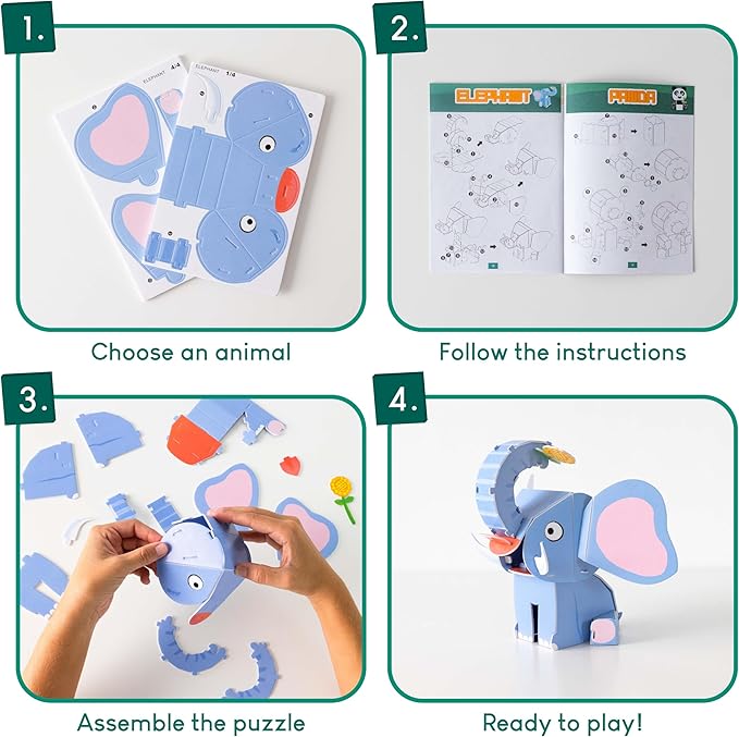 3D Puzzles for Kids Toys Jungle Animals Pack 8 - BONNYCO | 3D Puzzle Jigsaw 6-8 8-13, Educational Girl and Boy Toys, Gifts for Kids Activity, Birthday Gifts for Boys | Rompecabezas 3-D Foam, Christmas