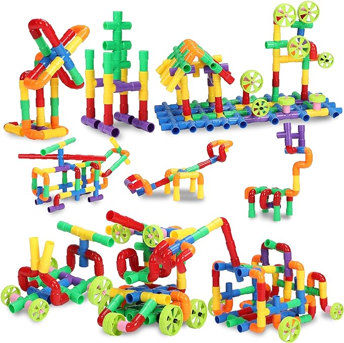STEM Building Blocks Toy for Kids, Educational Toddlers Preschool Brain Toy Kit, Constructions Toys for 3 4 5 6 7 8 Years Age Boys and Girls–Creativity Kids Materials Toys