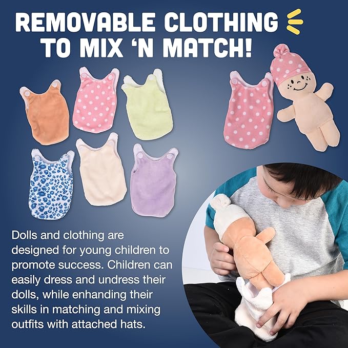 Creative Minds Basket of Babies Soft Baby Dolls, Sensory Toys, Multicultural, Diversity, Inclusion and Social Emotional Learning, Baby Toys for All Ages, Set of 6 Plush Dolls, Multicolor