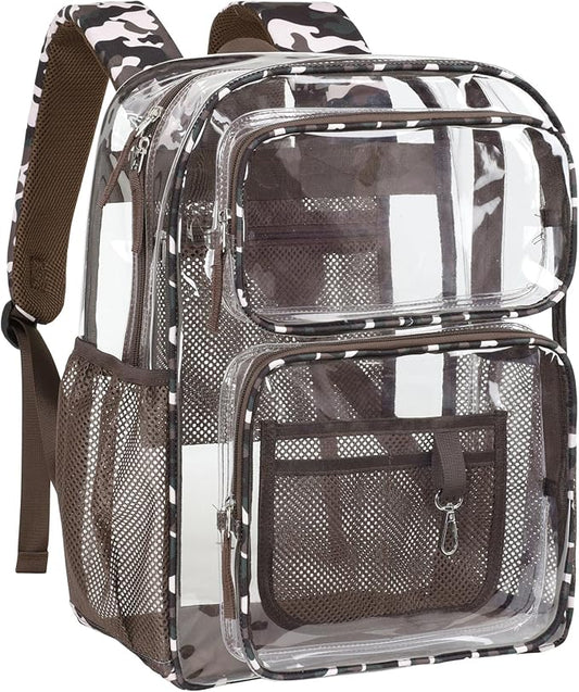 PACKISM Clear Backpack for School - 17 inch Large Heavy Duty Clear Bookbag, See Through PVC Backpacks (for age 12 above)