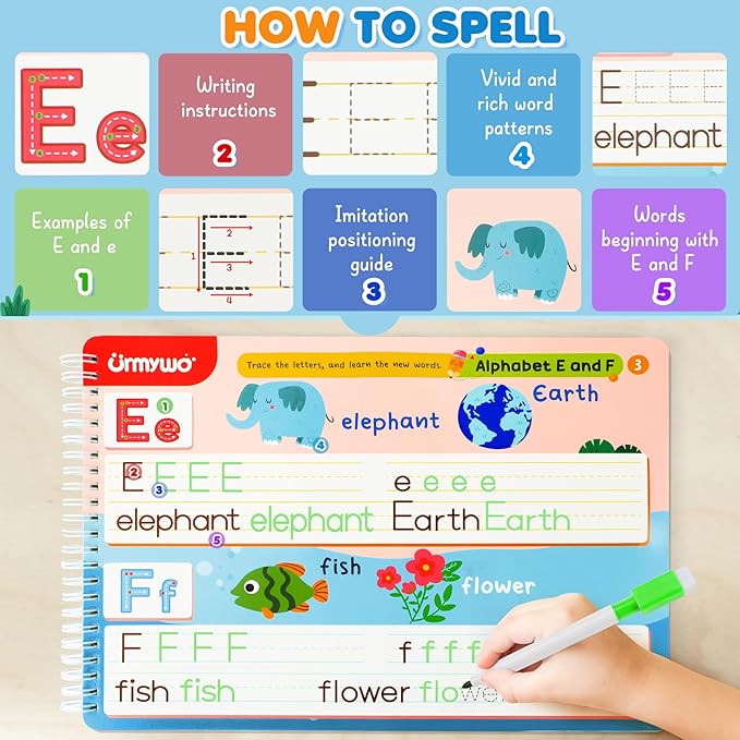 Preschool Learning Activities, Tracing Activity Books for Kids Ages 3-8, Dry Erase Preschool Kindergarten Workbooks, Handwriting Practice Alphabet Learning Educational Toys, Classroom Must Haves