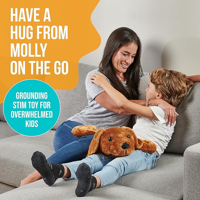 FRIENDLY CUDDLE Weighted Lap Blanket for Kids & Adults – Molly Weighted Blanket – ASD, Sensory Processing Weighted Stuffed Animals Dog Toy – Microwavable Weighted Lap Pad for Kids, 5 Lbs