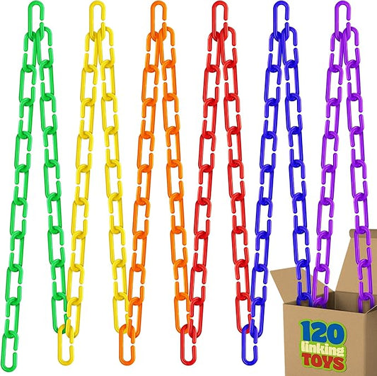 Skoolzy 120 Pcs Plastic Chain Links Rainbow - Math Links for Preschoolers, Math Manipulatives for Early Learning, Perfect for Classroom Activities, Fine Motor Skill Development