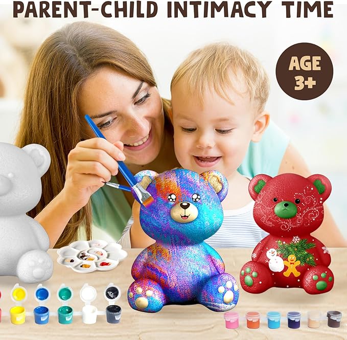 Goodyking Paint Your Own Bear Lamp Kit, DIY Night Light, Arts & Crafts for Teens Girls Boys, Painting Kit for Kids, Room Decorations, Christmas Crafts Birthday Gifts for Kids Ages 3 4 5 6 7 8 9