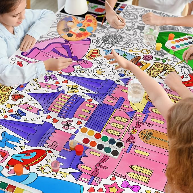 Gatherfun Princess Party Giant Coloring Poster - 31.5x 72 Inches - Versatile Classroom Wall Décor & Princess Birthday Activity - Princess Poster or Table Cover for School Parties and Special Events