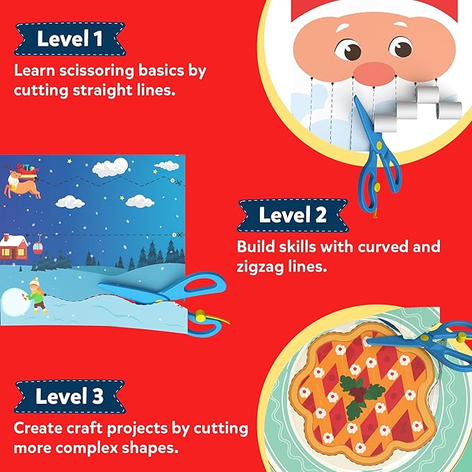 Skillmatics Scissor Skills Activity Book - Snip Snip, 25 Fun Cutting & Creative Activities for Preschoolers, 2 Child-Safe Scissors, Fine Motor Skills, Felt Craft Kit, Gifts for Kids Ages 3, 4, 5, 6, 7