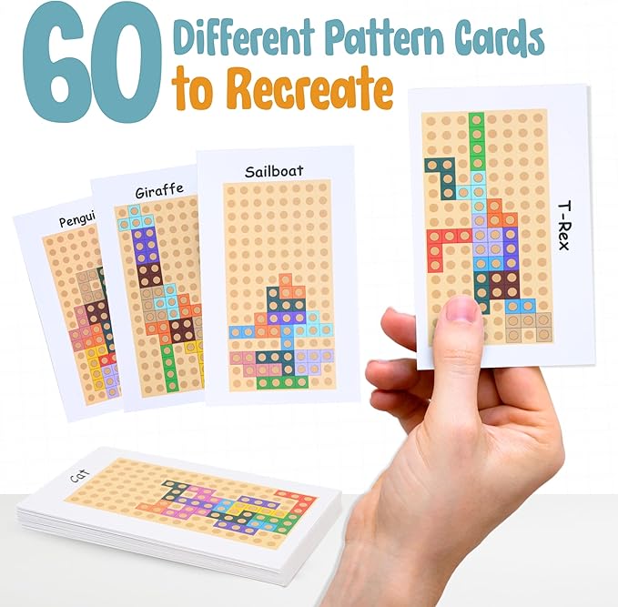 Zen Fun Montessori Animal Block Puzzle for Spatial Intelligence, Montessori Puzzle for Kids 4+, Wooden peg Puzzles Pentomino Peg Puzzle with 60 Different Design Cards to Recreate!