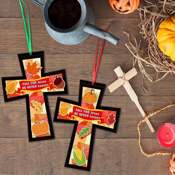 Chiisong 24 Sets He Never Leaves Crafts Kit DIY Tissue Paper Sign Crafts for Back to School Fall Harvest Thanksgiving Religious Christian Party Fun Home Actives