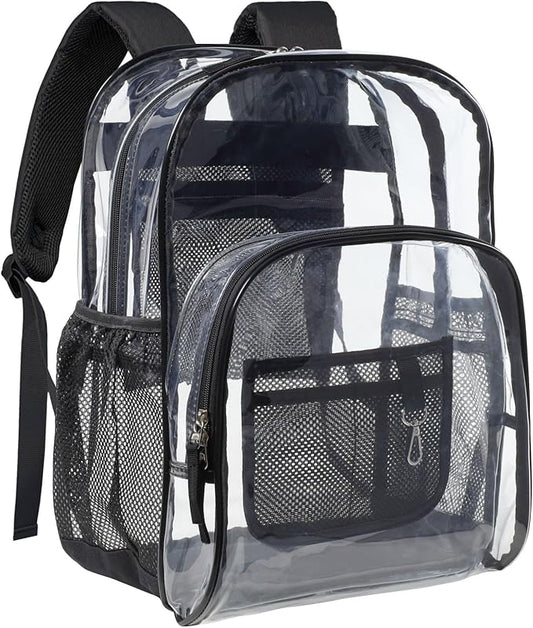 PACKISM Clear Backpack - 17 inch Heavy Duty Clear Backpacks for School, Large Transparent Bookbag for Students (Age 12+)