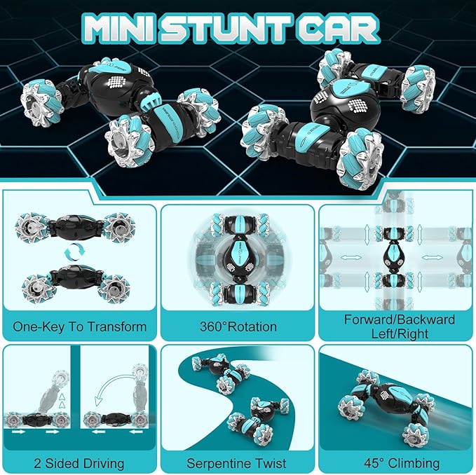 Gesture Sensing Rc Stunt Car Toys for Boy Age 8-13,Hand Remote Control Cars,Coolest Christmas Birthday Present Ideas for Boys Girls Kids Teens Age 8 9 10 11 12 13+ Year,Racing Drift Car (Black)