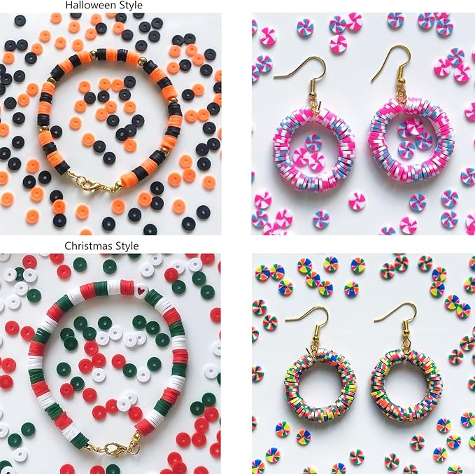 YMSDZHL 7100+PCS Clay Beads Bracelet Making Kit,48 Color DIY Flat Preppy Beads for Friendship Jewelry Making,Polymer Heishi Beads with Charms Gifts for Teen Girls Crafts for Ages 4-12 (7100+PCS)