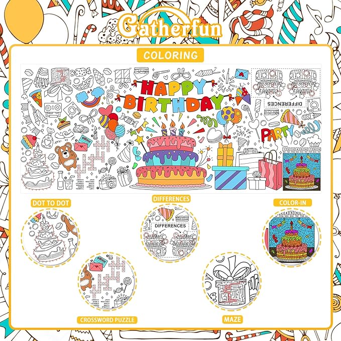 Giant Coloring Poster for Classroom Wall - Versatile 31.5 x 72 Inches Birthday Activity Poster/Table Cover, School Parties, Birthday Party and Special Events Decoration
